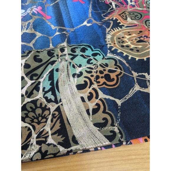 Miss California Multi Metallic Pattern Halter Slinky Maxi Dress Large C2 Resort - Picture 5 of 8